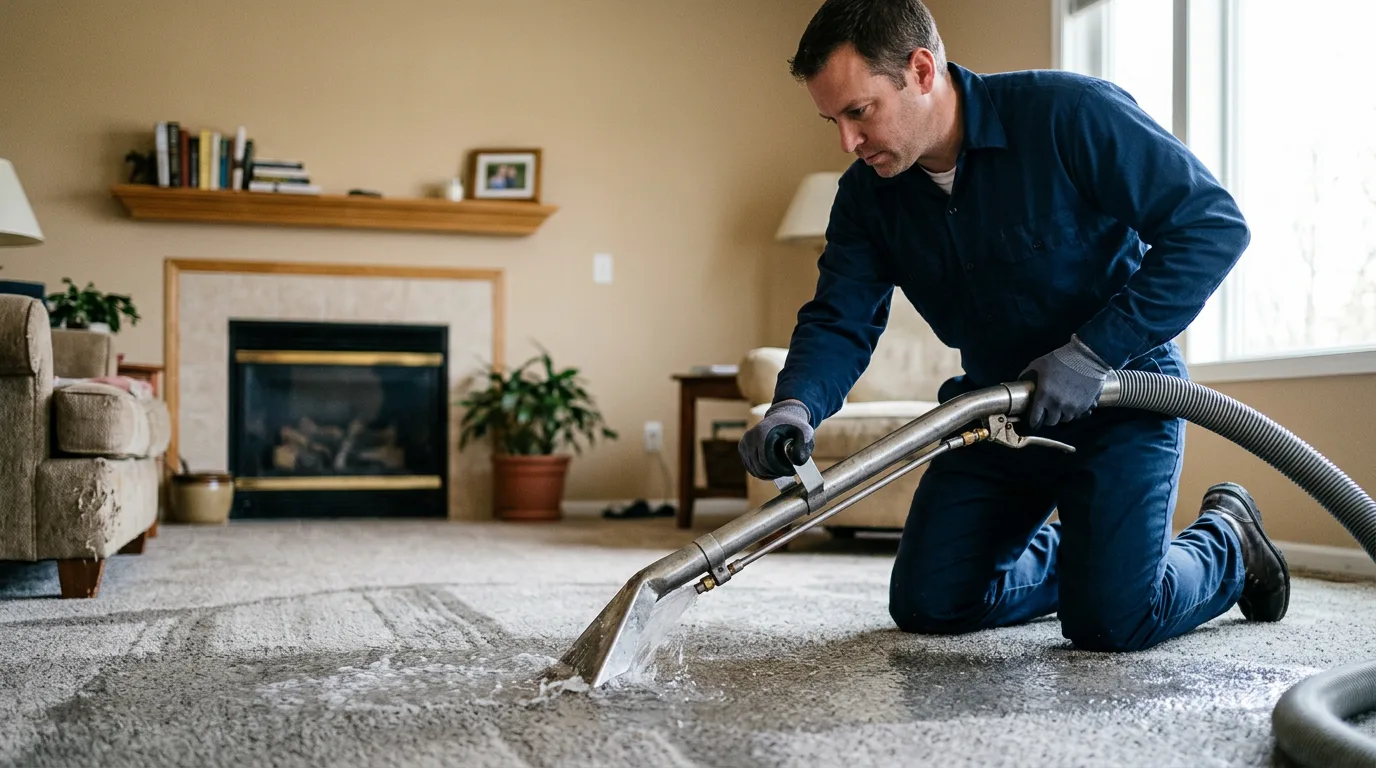 Water damage restoration technician working near Upland, NE